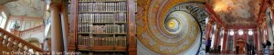 Many of the finest 18th century painters and stucco craftsmen had a hand in creating the splendid interior of Melk Abbey. Leather bound books line the abbey's library walls from floor to ceiling and in this shelf is a hidden door.