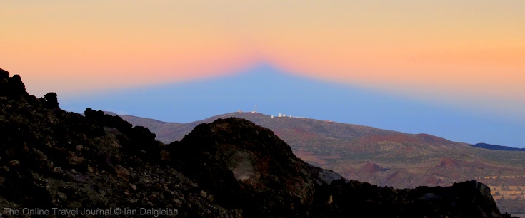 The shadow of Mount Teide is a volcano on Tenerife in the Canary Islands