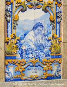 Ceramic tile of grape picker, Pinhão Station, Portugal
