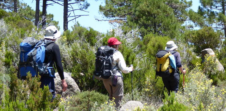 Carrying rucksacks GR20 Corsica